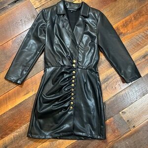 Olivaceous Black Vegan Leather Mini Dress — Medium — SOLD OUT ONLINE